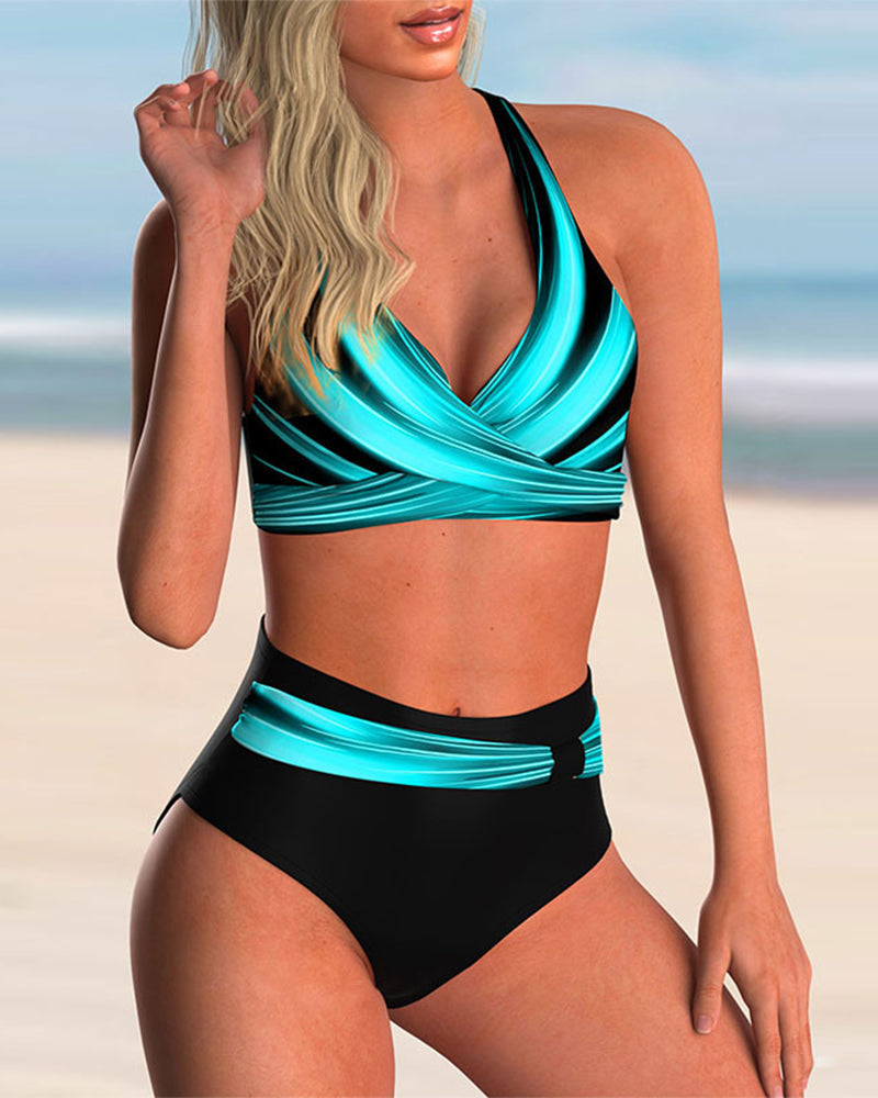 Liliana - Printed Bikini Set with Cross-Front Neckline