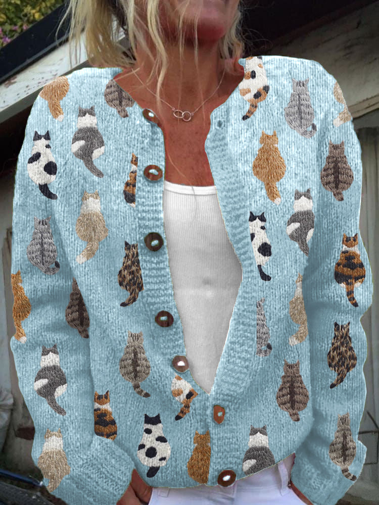 Charlotte™ | Snuggly Cat Pattern Cardigan