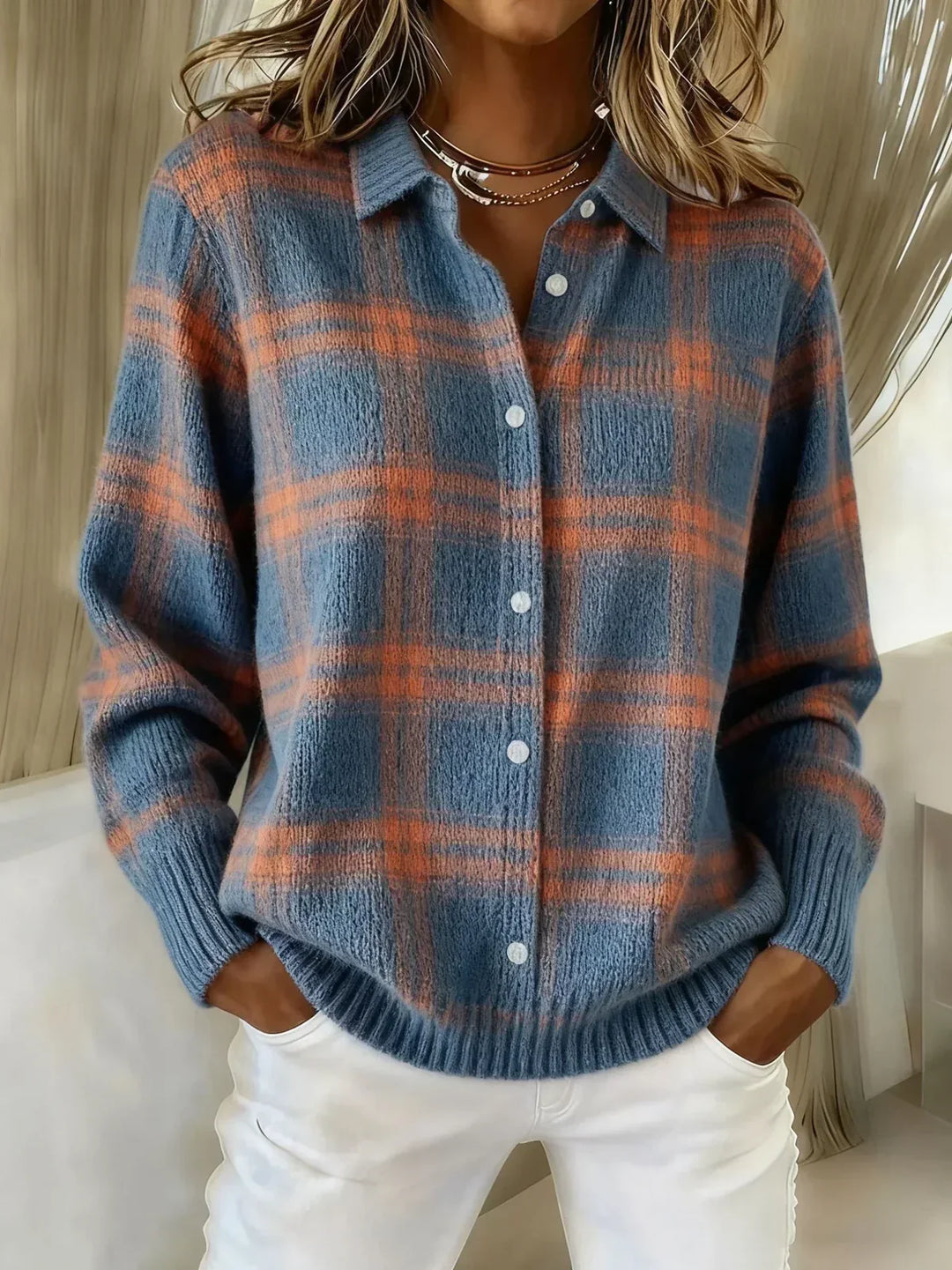 ANNA | CHECKERED KNIT CARDIGAN