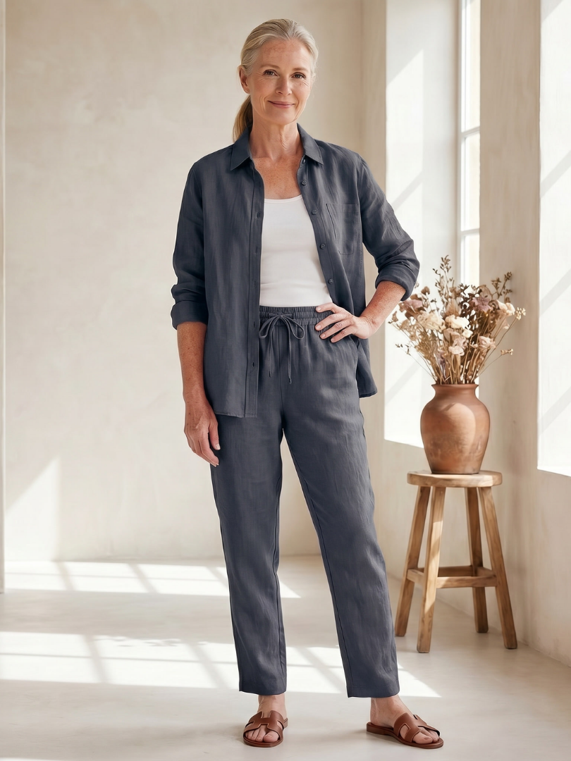 Noor | Long Sleeve Shirt and Tapered Pants Ensemble