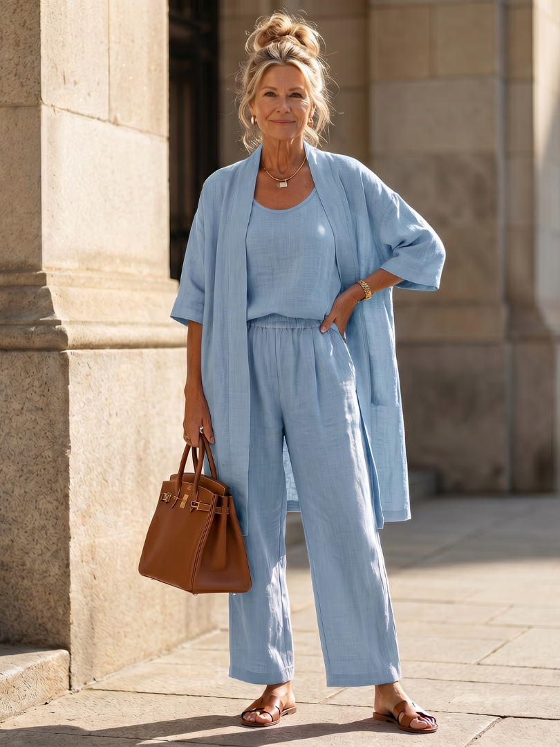 Yael | Three-Piece Relaxed Top and Pant Ensemble