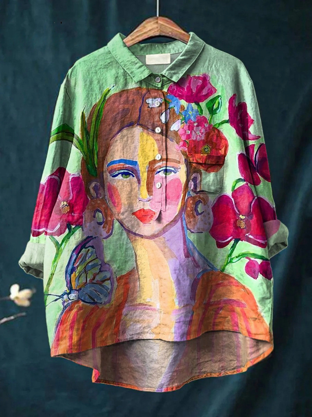 Amaris | Women's Casual Shirt Featuring Oil Painting Portrait Art