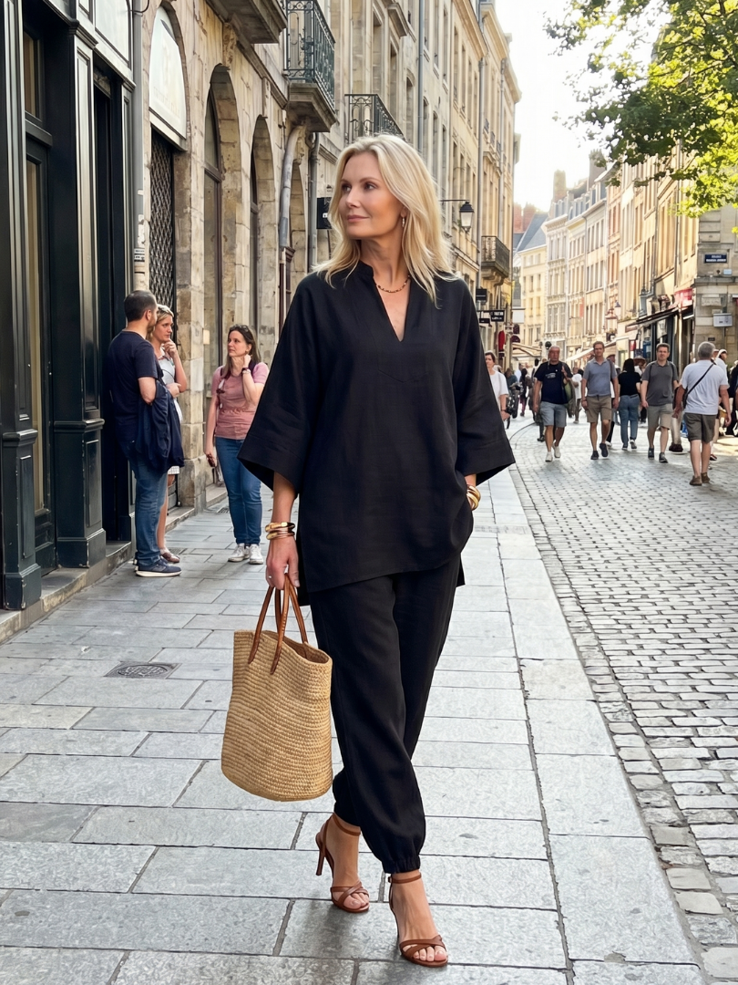 Georgiana | V-Neck Tunic and Gathered Trouser Ensemble