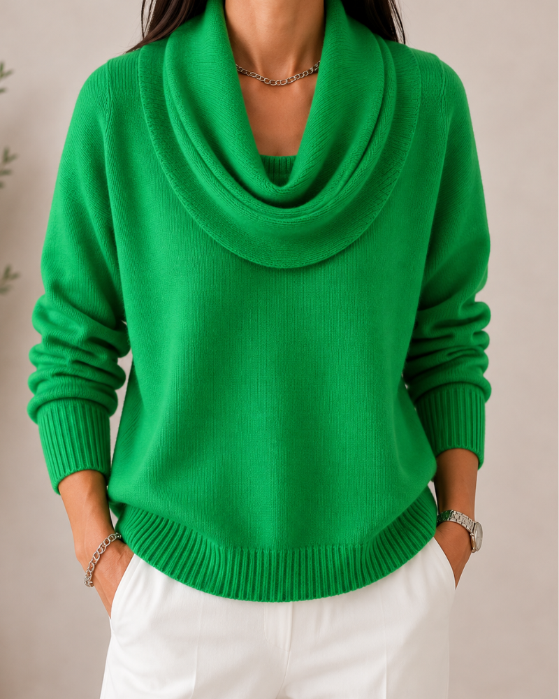 Caralina™ | Chic Cowl Neck Knit Sweater