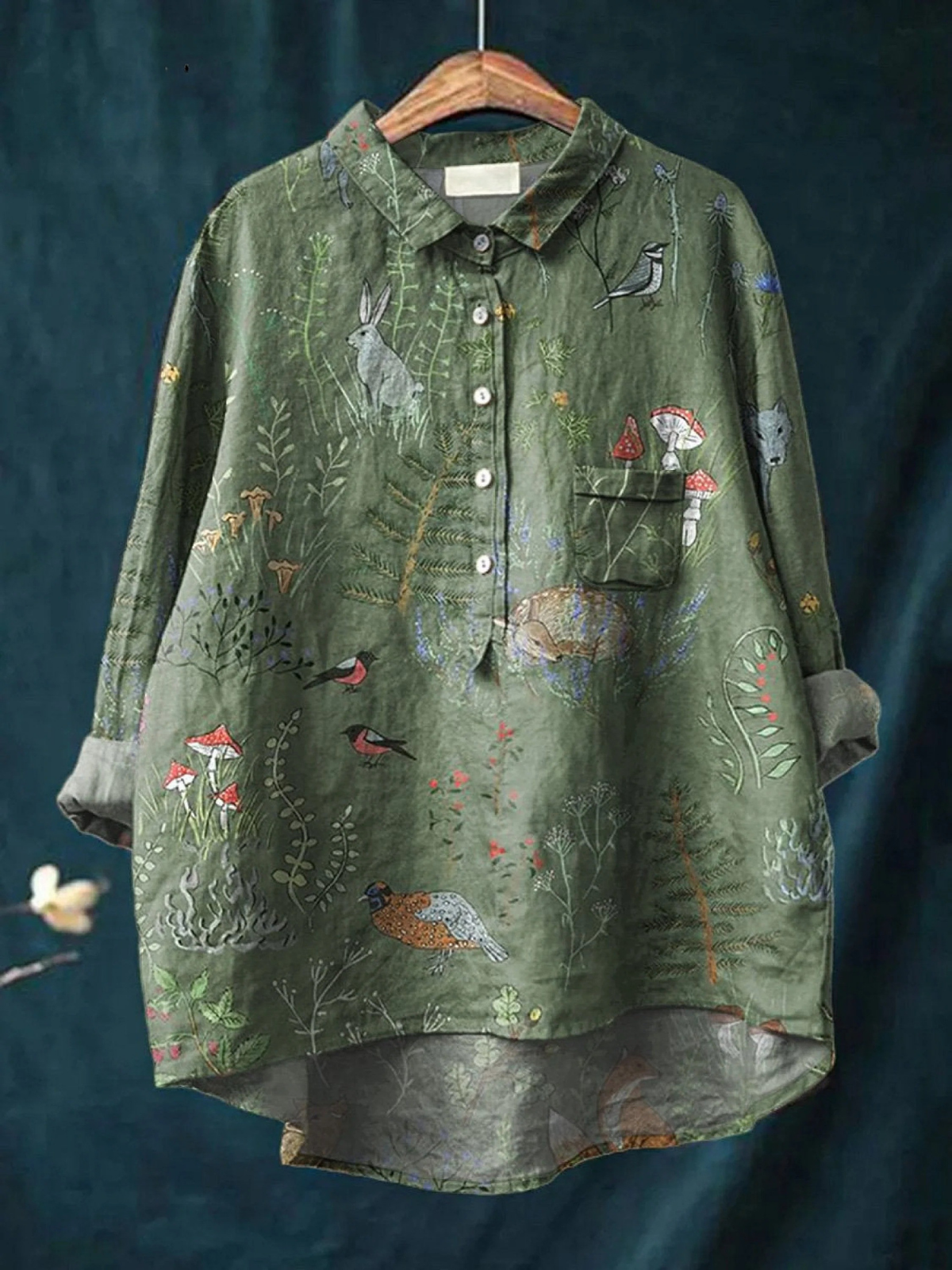 Averill | Women's Casual Shirt with Woodland Animal Print Pattern
