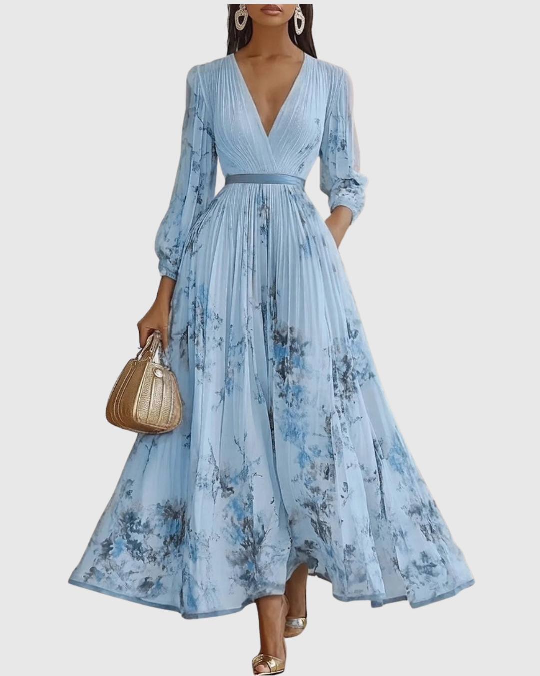 Rowella | Chic Pleated Maxi Gown