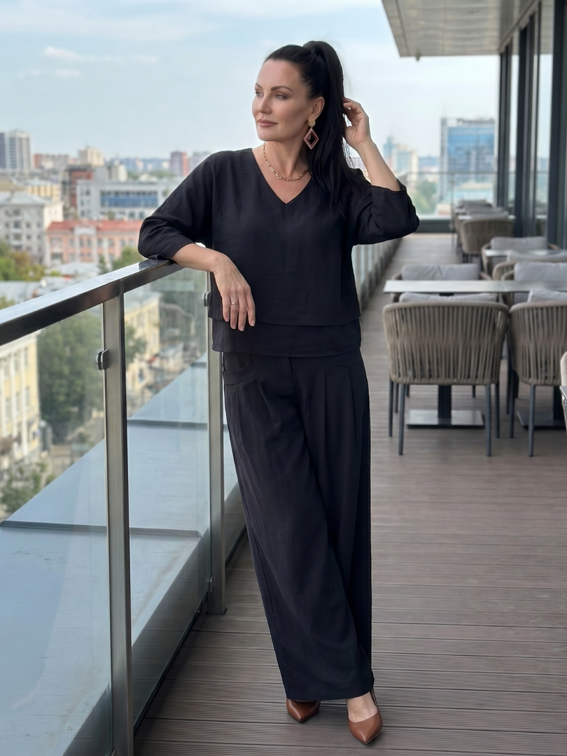 River | Layered Top and Wide Leg Pants Set