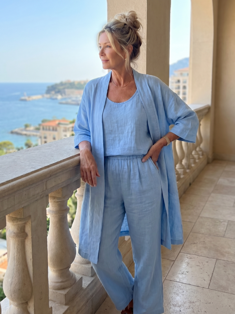 Yael | Three-Piece Relaxed Top and Pant Ensemble