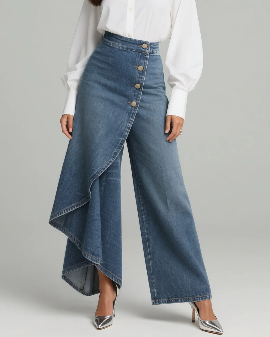 Calvra | Wrap Denim Trousers