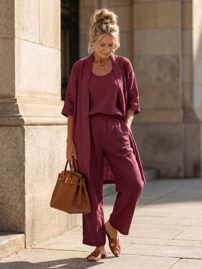 Yael | Three-Piece Relaxed Top and Pant Ensemble
