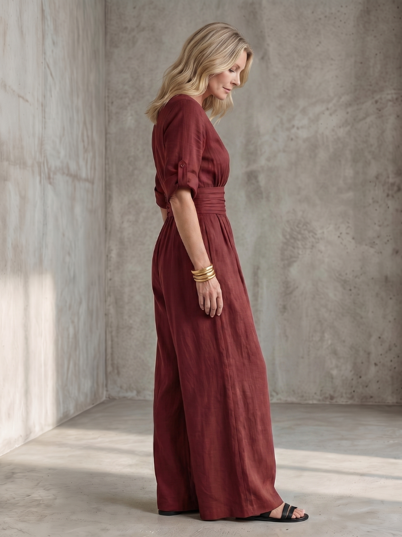 Wanda | Wide Leg Jumpsuit with Cross Front Design