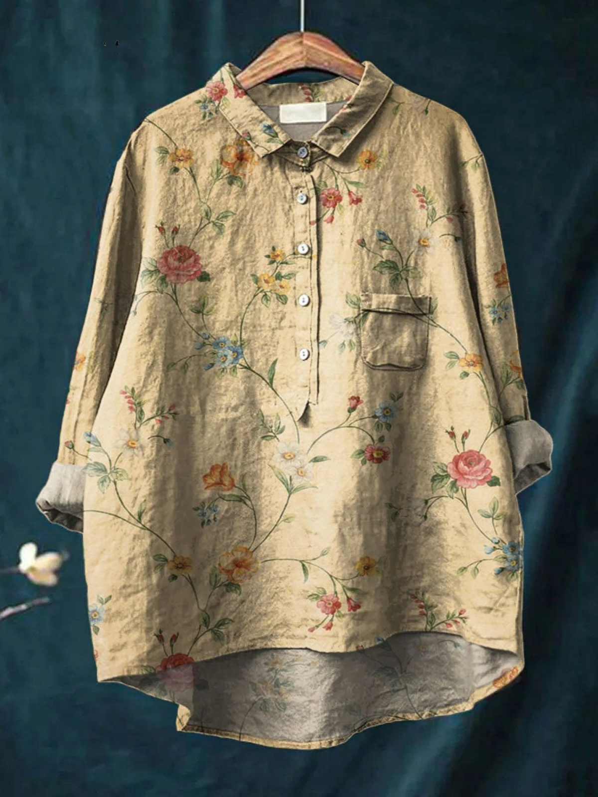 Mariah | Women's Casual Shirt with Vintage Floral Art Print