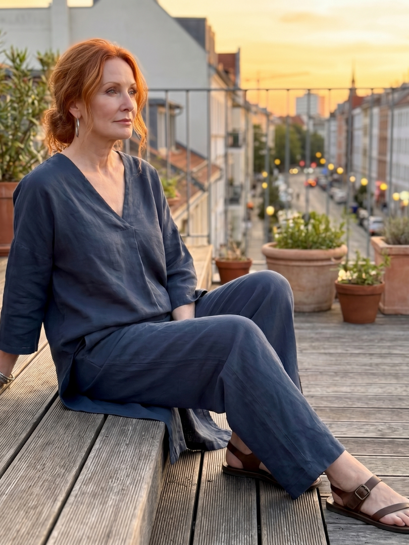 Onyx | Relaxed Tunic Top with Wide Leg Pant Set