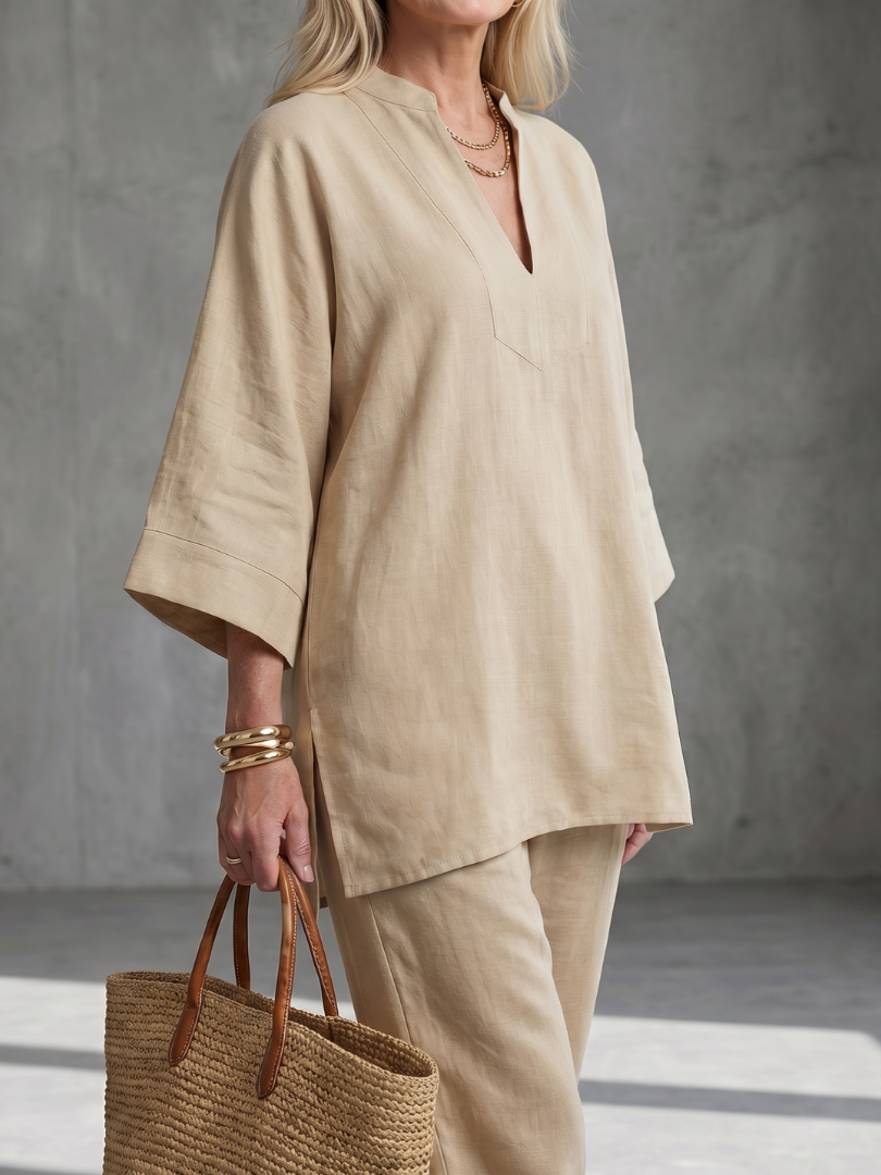 Georgiana | V-Neck Tunic and Gathered Trouser Ensemble