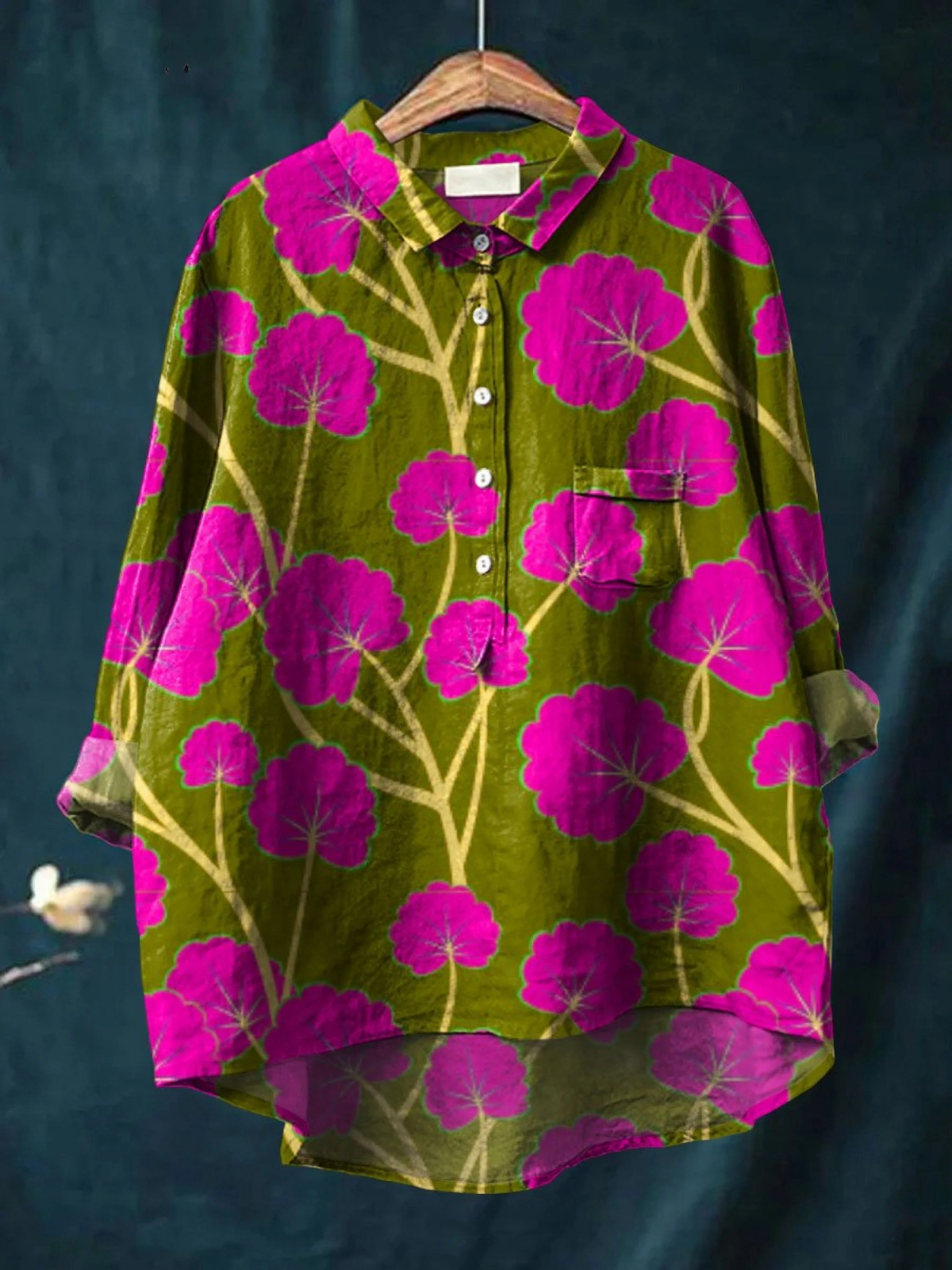 Lauren | Women's Casual Shirt with Vintage Floral Art Print