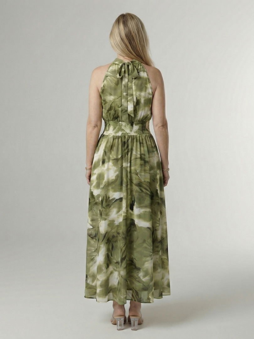 Sylin | Halter Midi Dress with Gathered Details