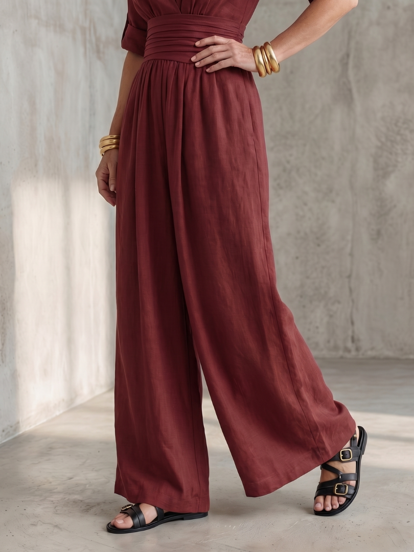 Wanda | Wide Leg Jumpsuit with Cross Front Design