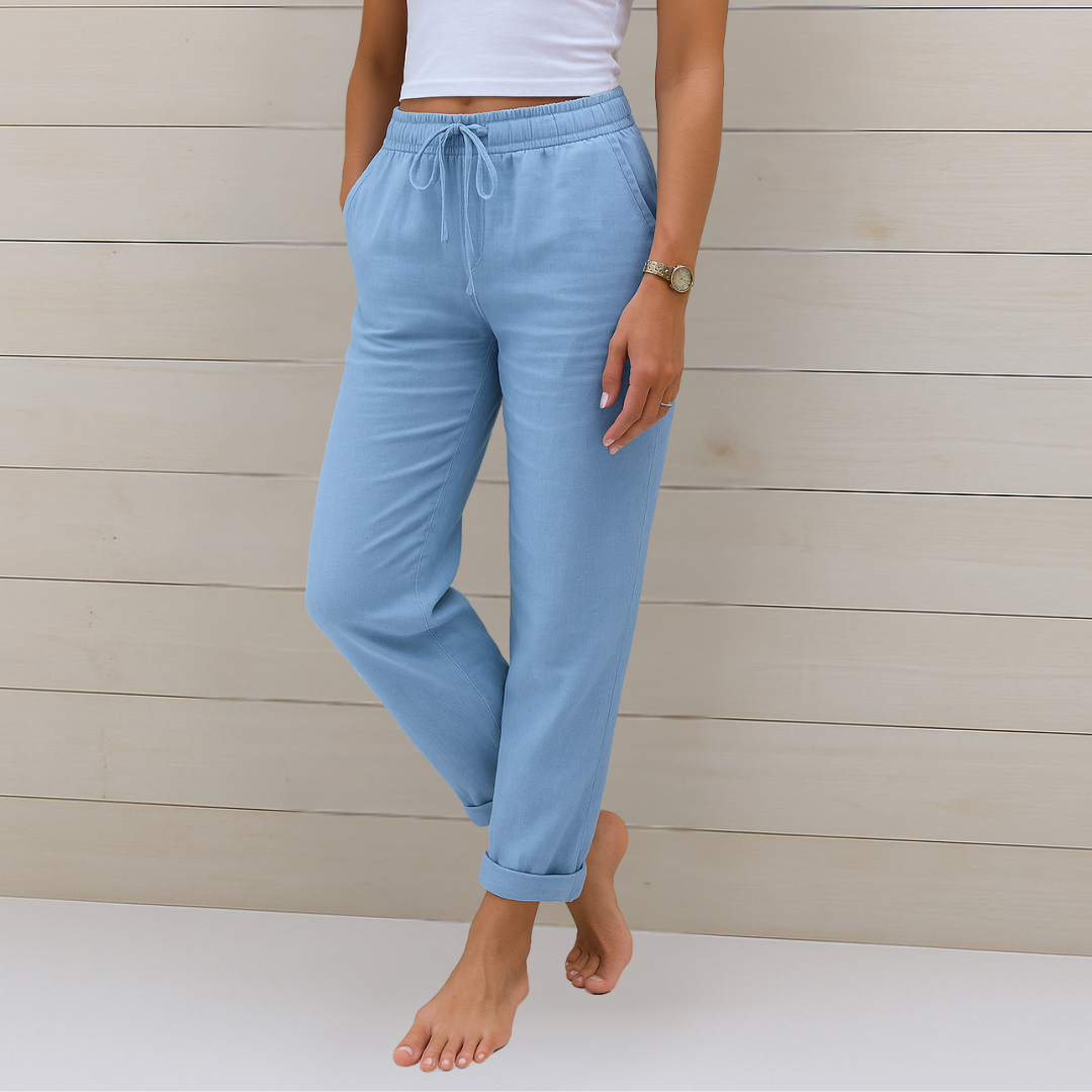 Maylora | Relaxed Linen Trousers with Drawstring