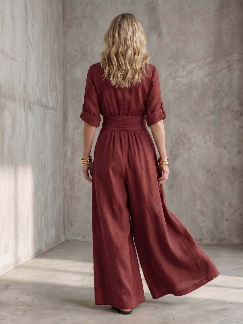 Wanda | Wide Leg Jumpsuit with Cross Front Design