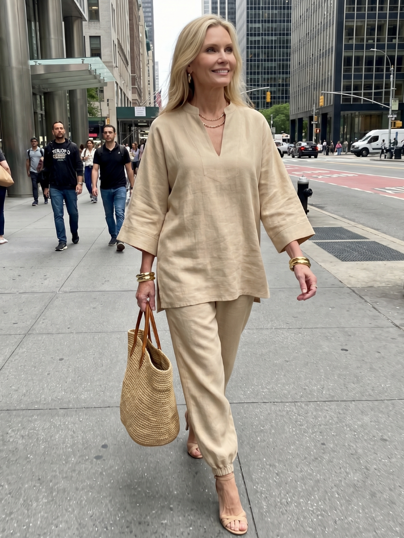 Georgiana | V-Neck Tunic and Gathered Trouser Ensemble