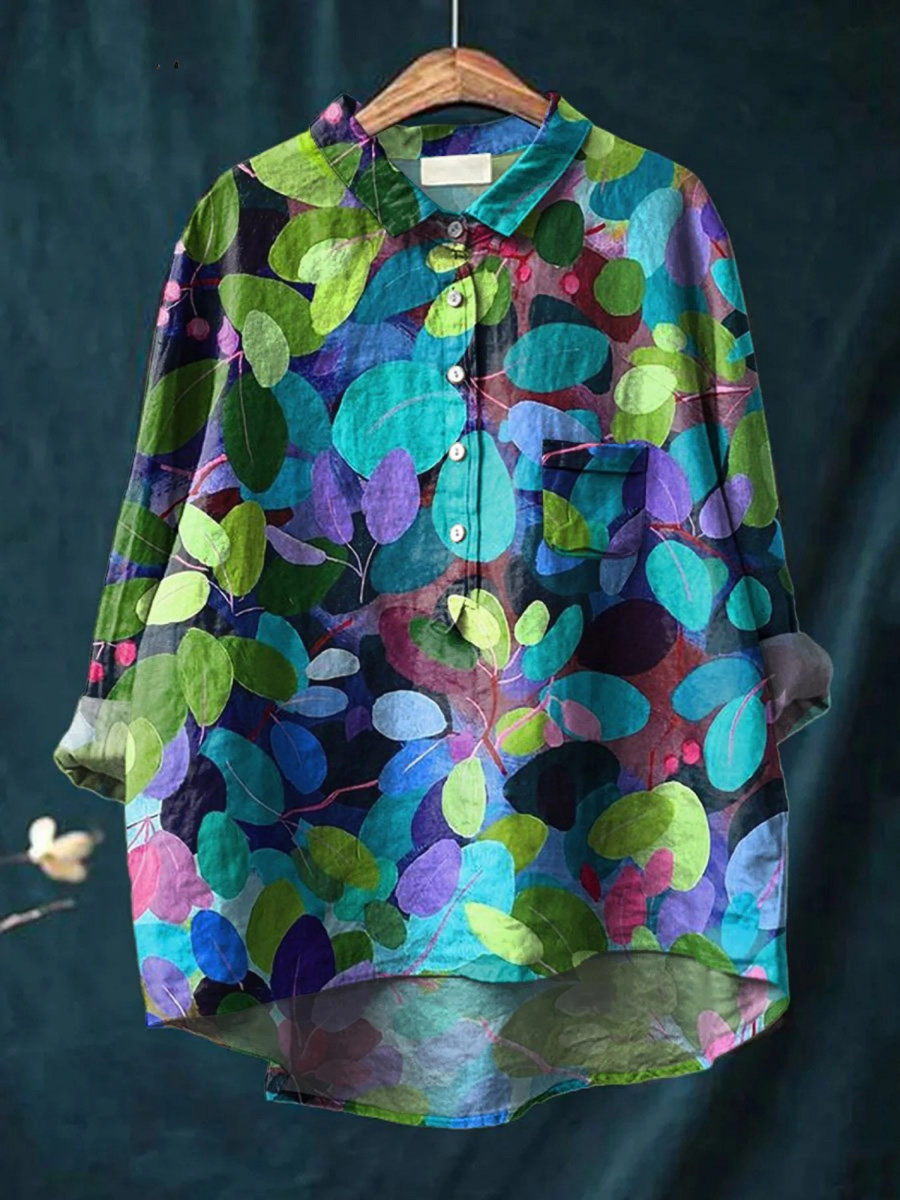 Adriana | Women's Casual Shirt with Summer Forest Art Print
