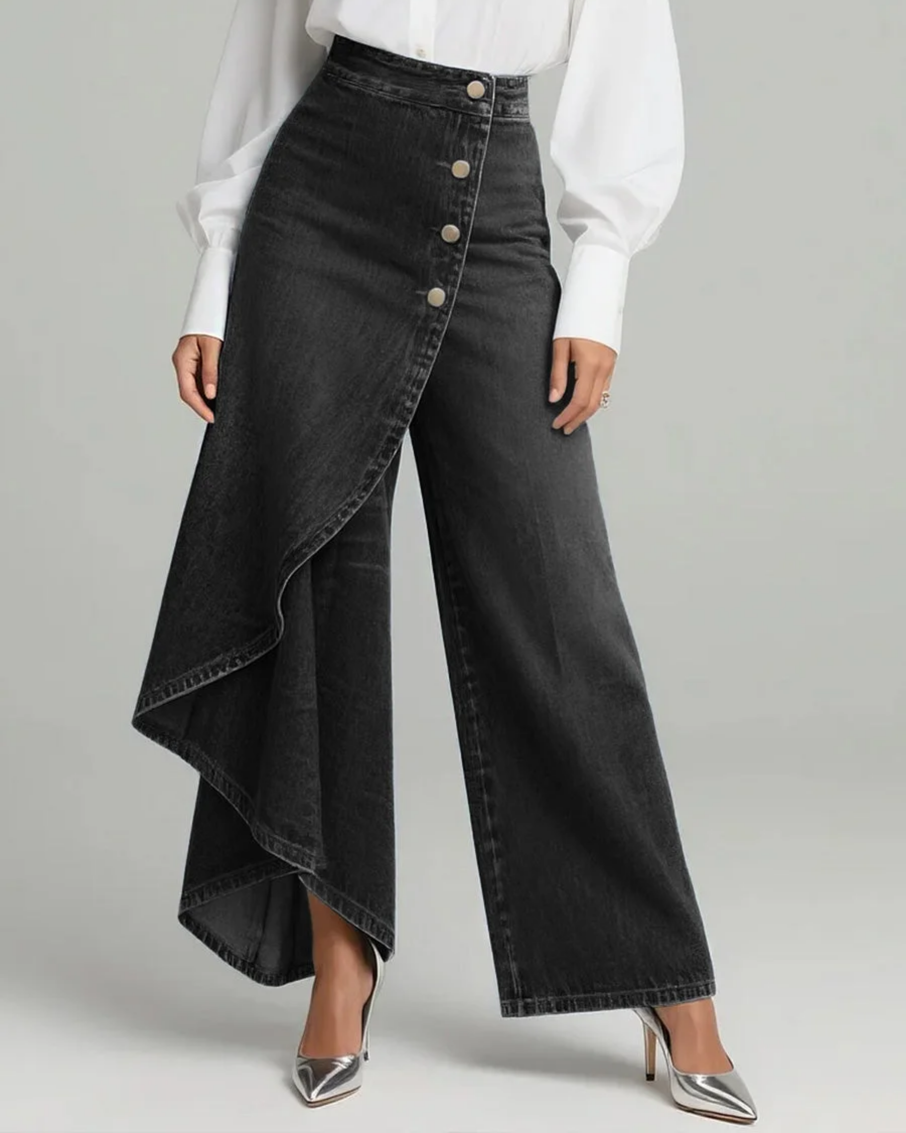 Calvra | Wrap Denim Trousers