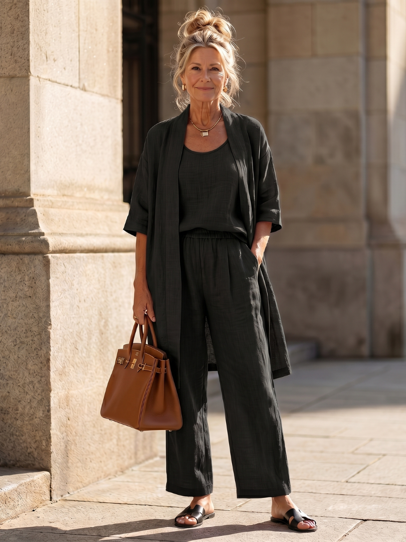 Yael | Three-Piece Relaxed Top and Pant Ensemble