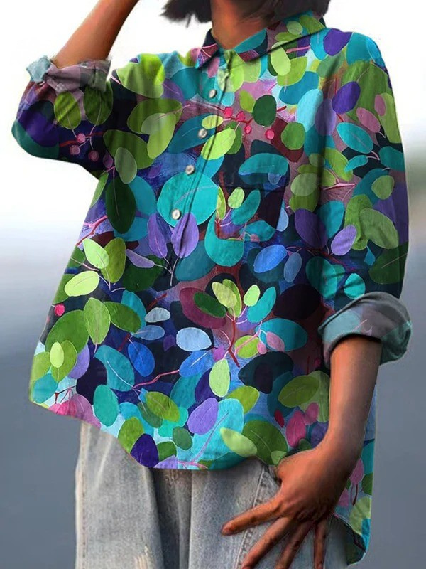 Adriana | Women's Casual Shirt with Summer Forest Art Print