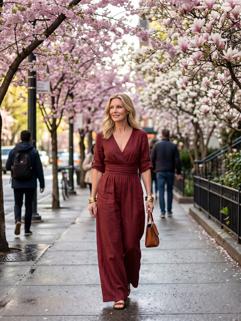 Wanda | Wide Leg Jumpsuit with Cross Front Design