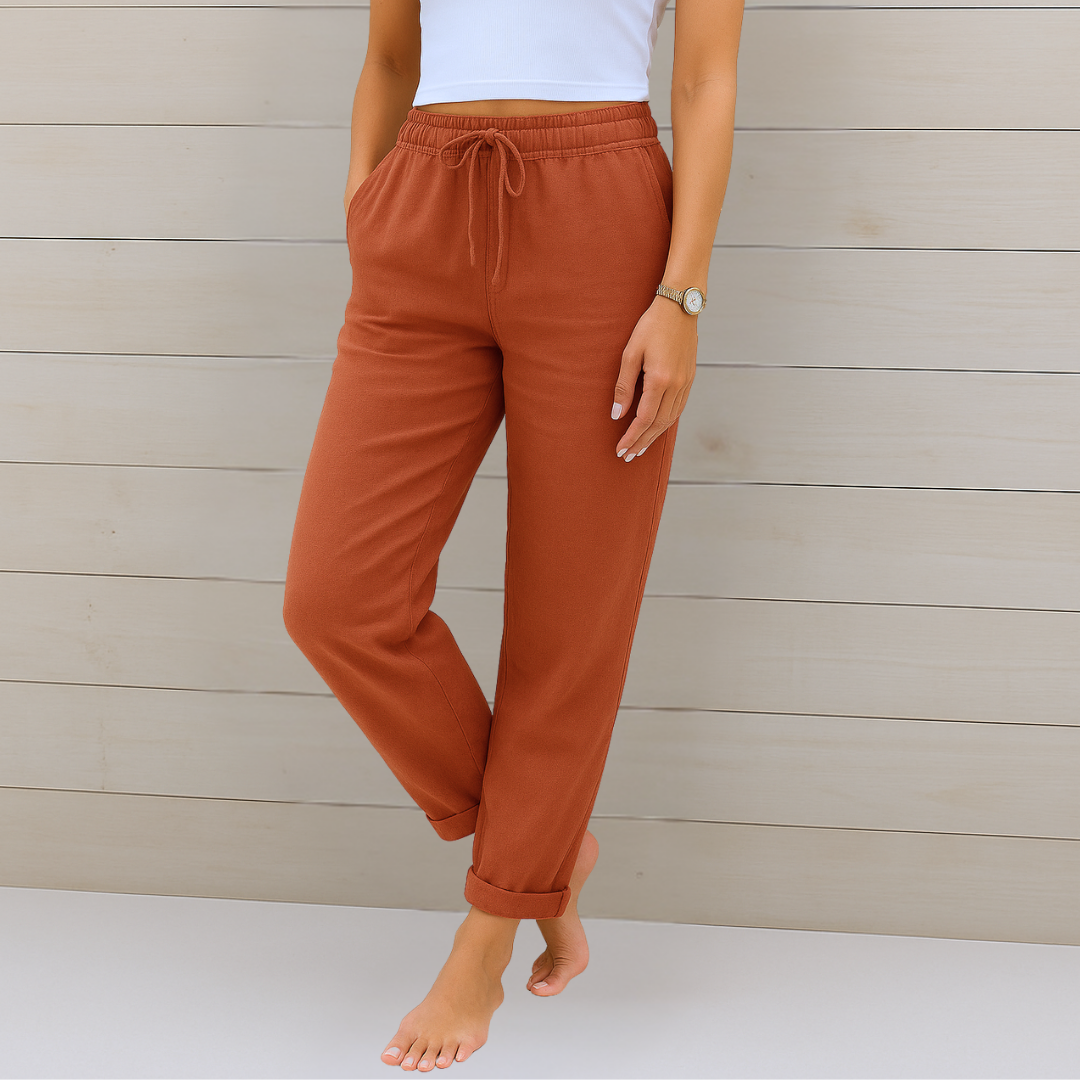 Maylora | Relaxed Linen Trousers with Drawstring