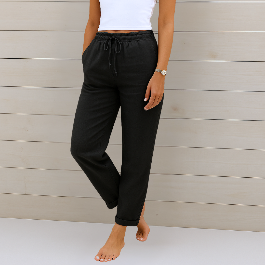 Maylora | Relaxed Linen Trousers with Drawstring
