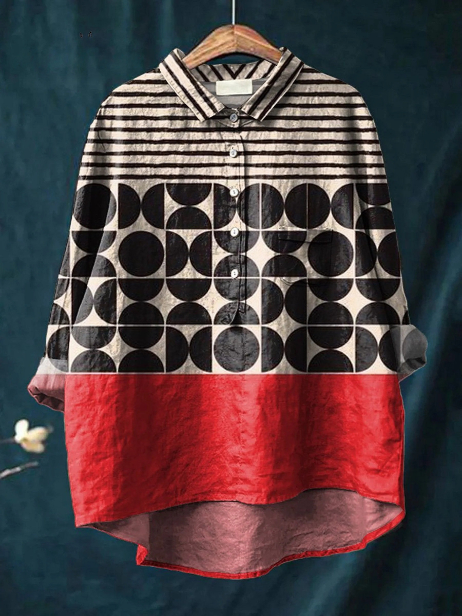 Tessa | Women's Casual Shirt with Geometric Artistry Print