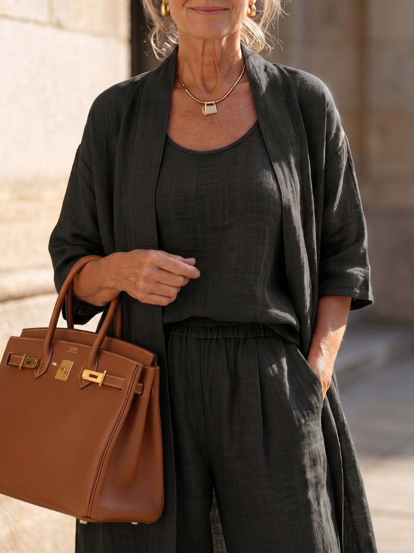 Yael | Three-Piece Relaxed Top and Pant Ensemble