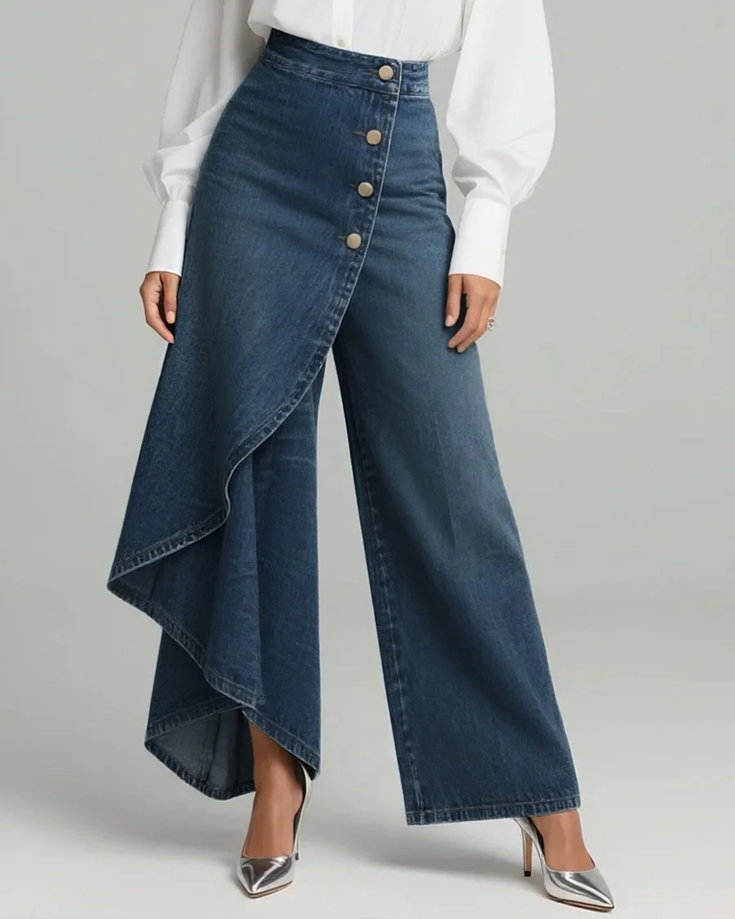 Calvra | Wrap Denim Trousers