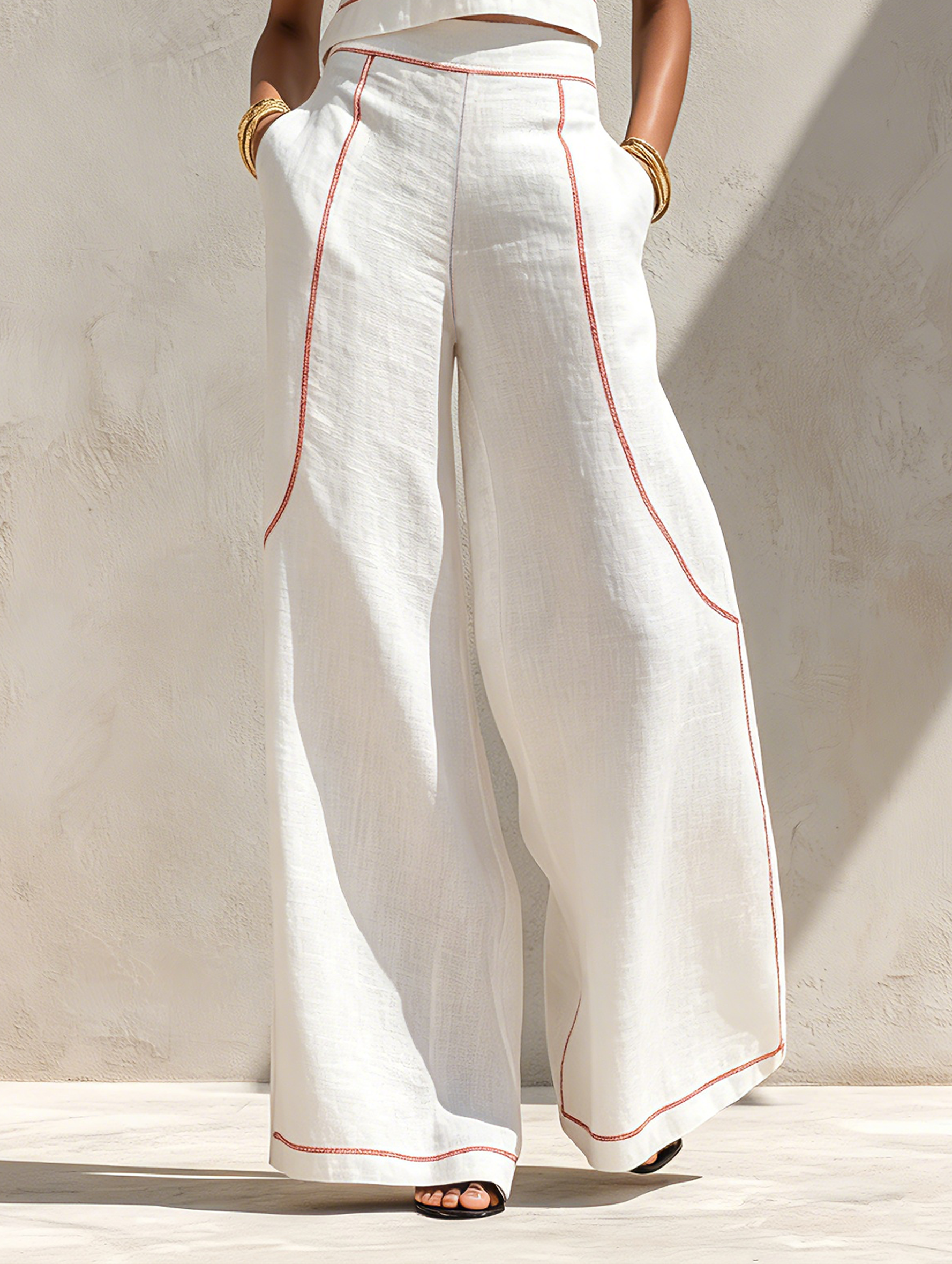 Charlotte | Elegant Contrast-Stitched Pants Set