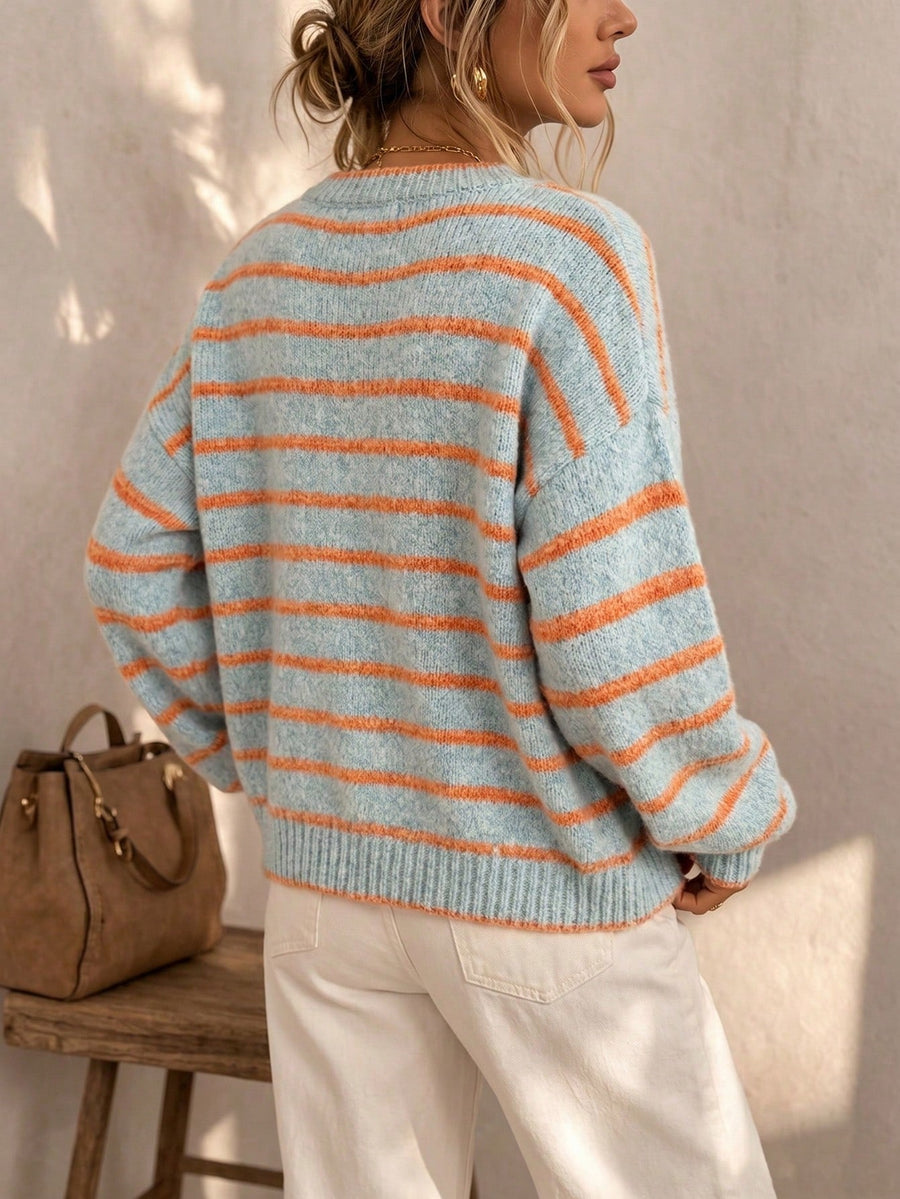 Mabel | Striped Knit Sweater Cardigan