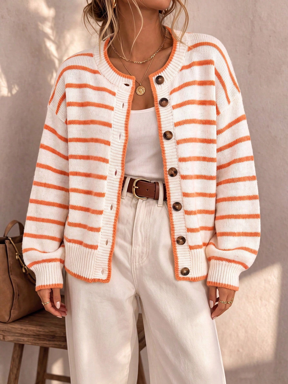 Mabel | Striped Knit Sweater Cardigan