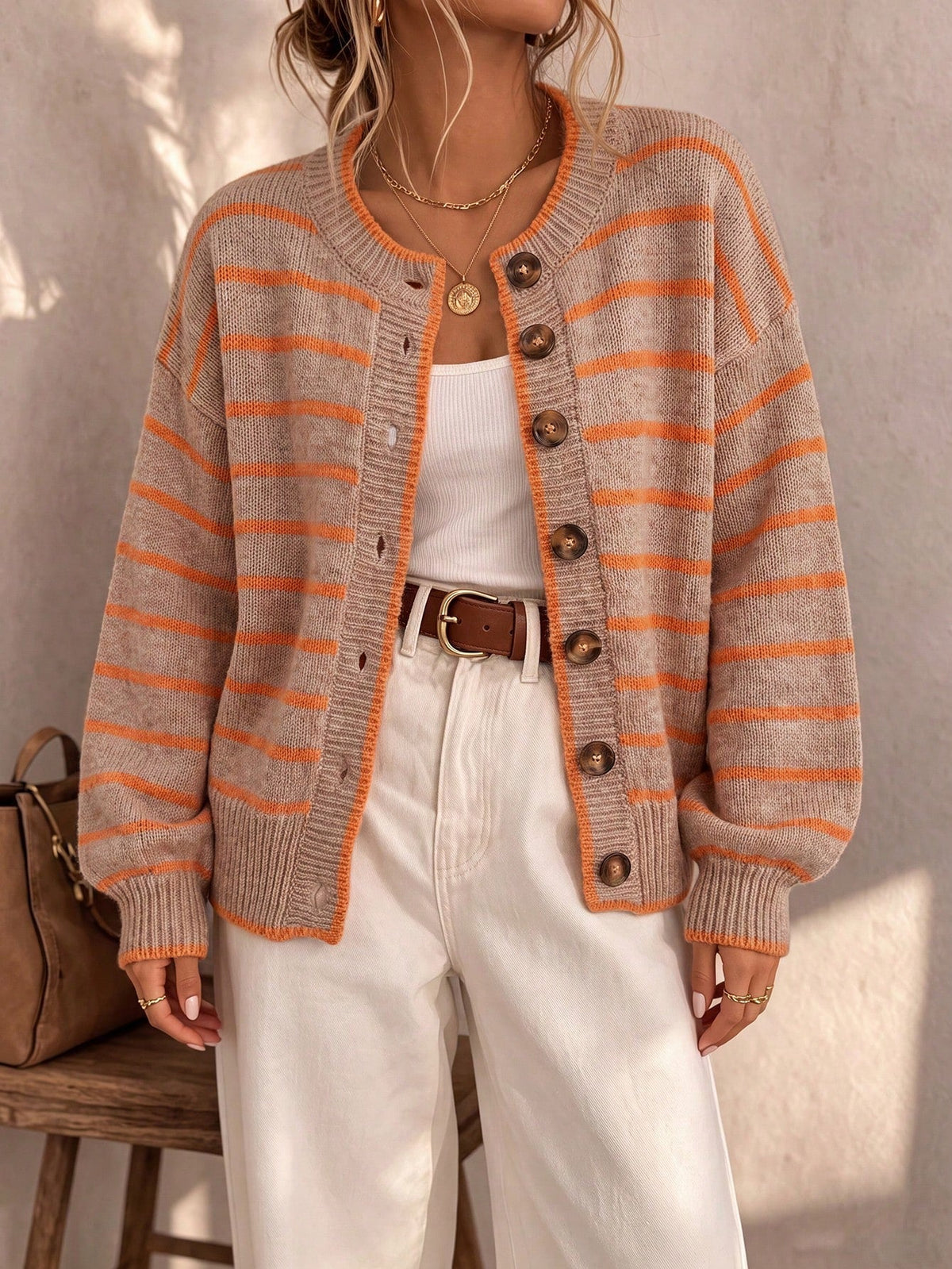 Mabel | Striped Knit Sweater Cardigan