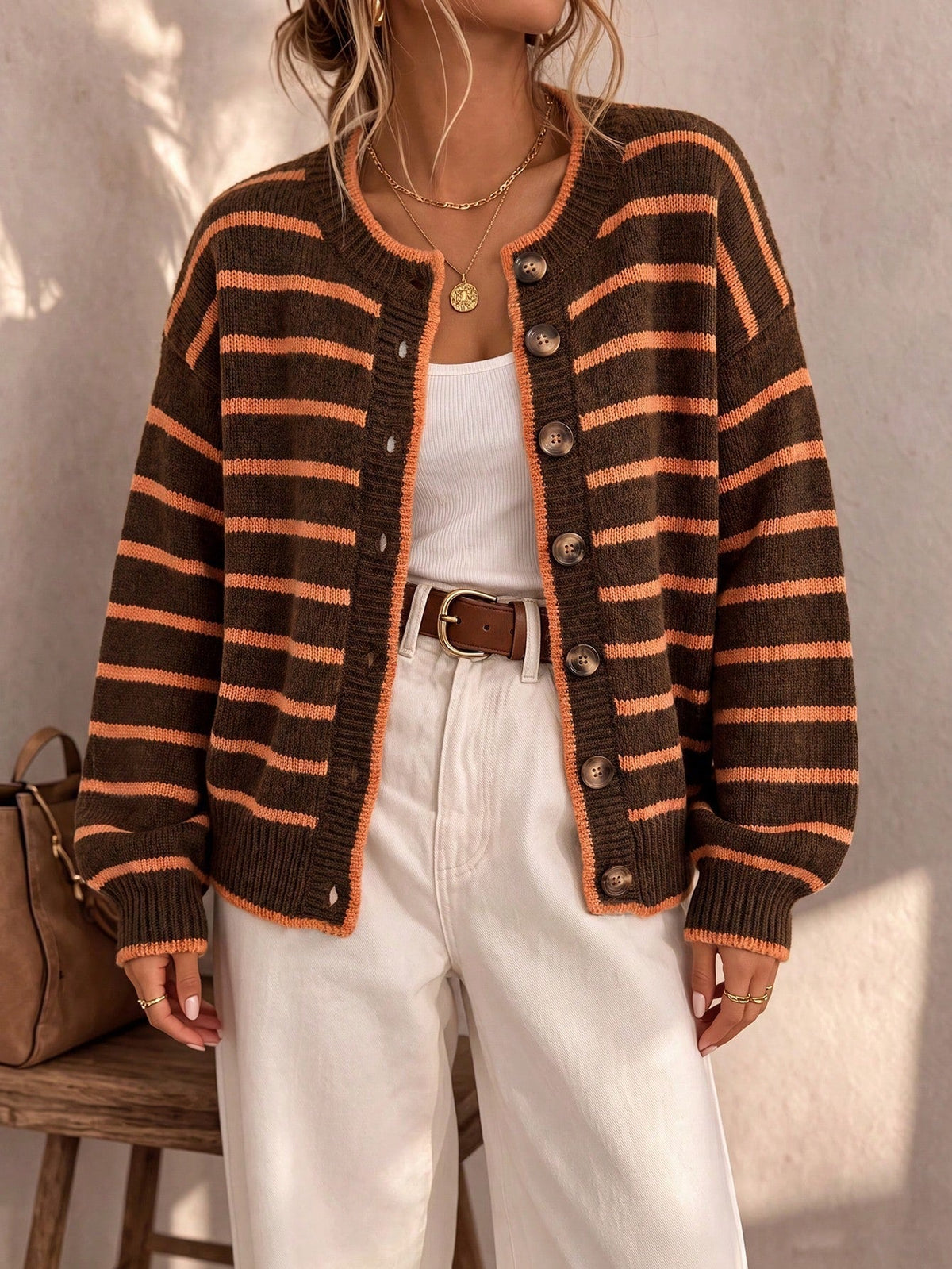Mabel | Striped Knit Sweater Cardigan