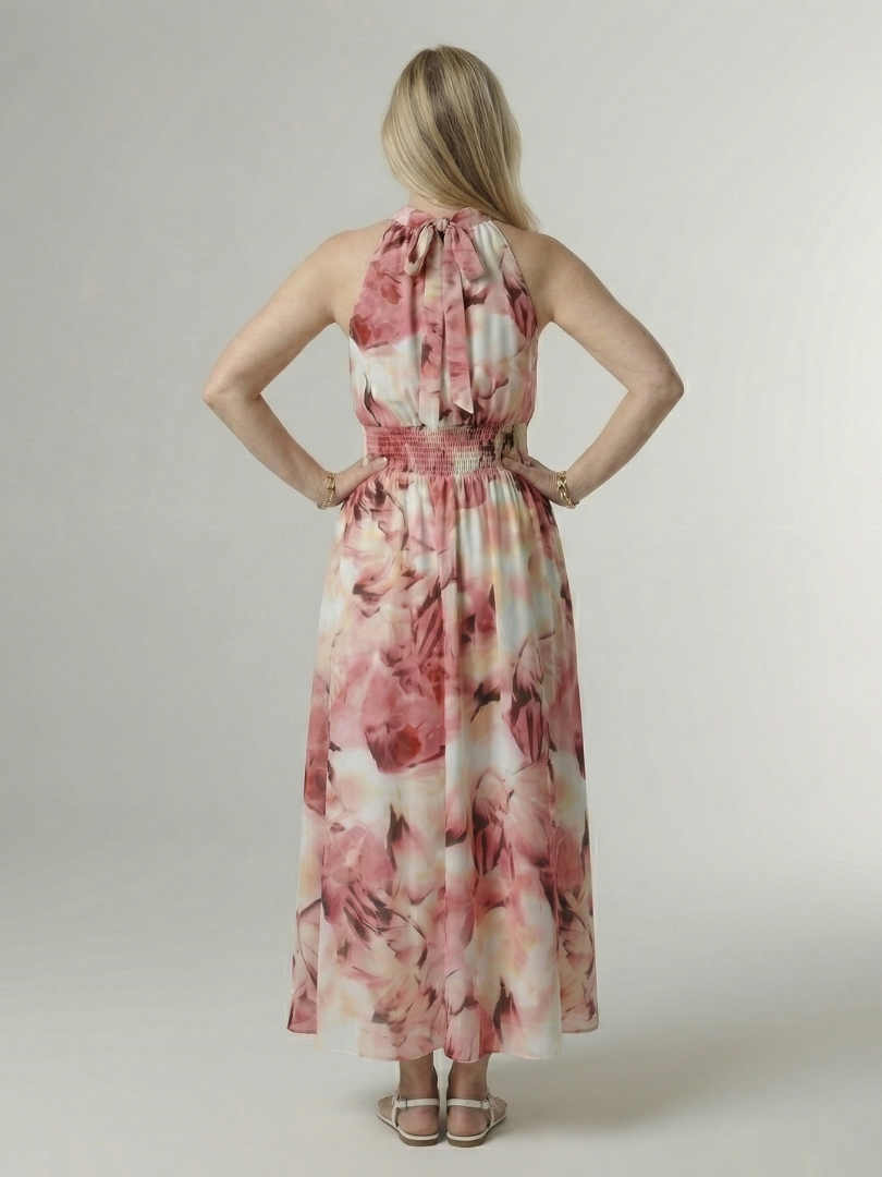 Sylin | Halter Midi Dress with Gathered Details