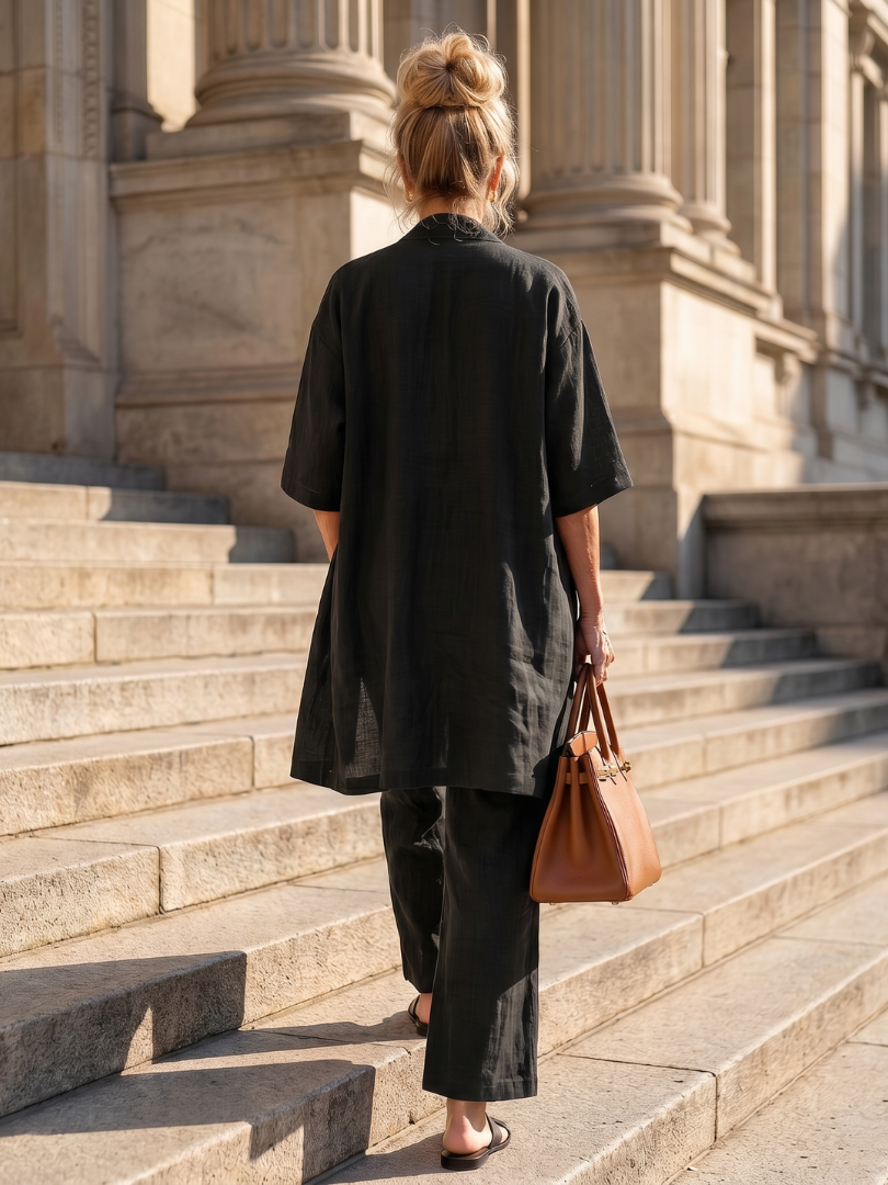 Yael | Three-Piece Relaxed Top and Pant Ensemble