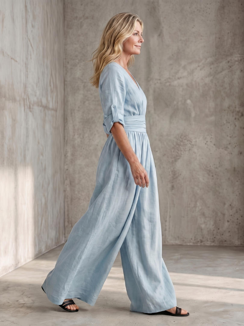 Wanda | Wide Leg Jumpsuit with Cross Front Design