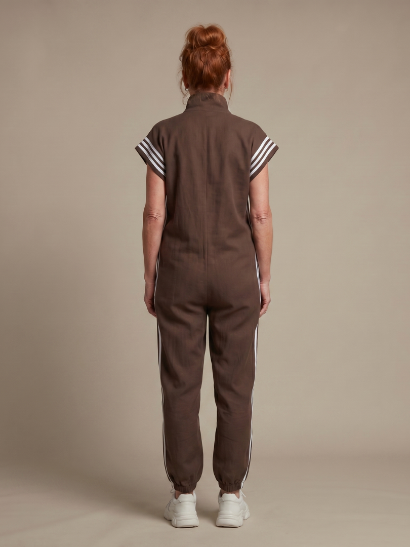 Lark | Striped Panel Zip-Front Jumpsuit