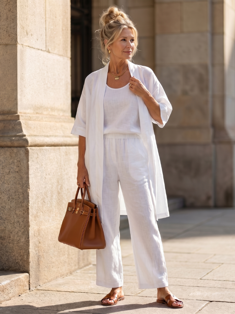 Yael | Three-Piece Relaxed Top and Pant Ensemble