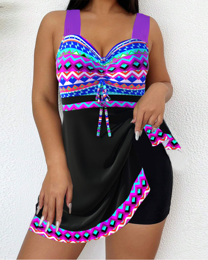 Freya | Purple Printed Drawstring Swimwear