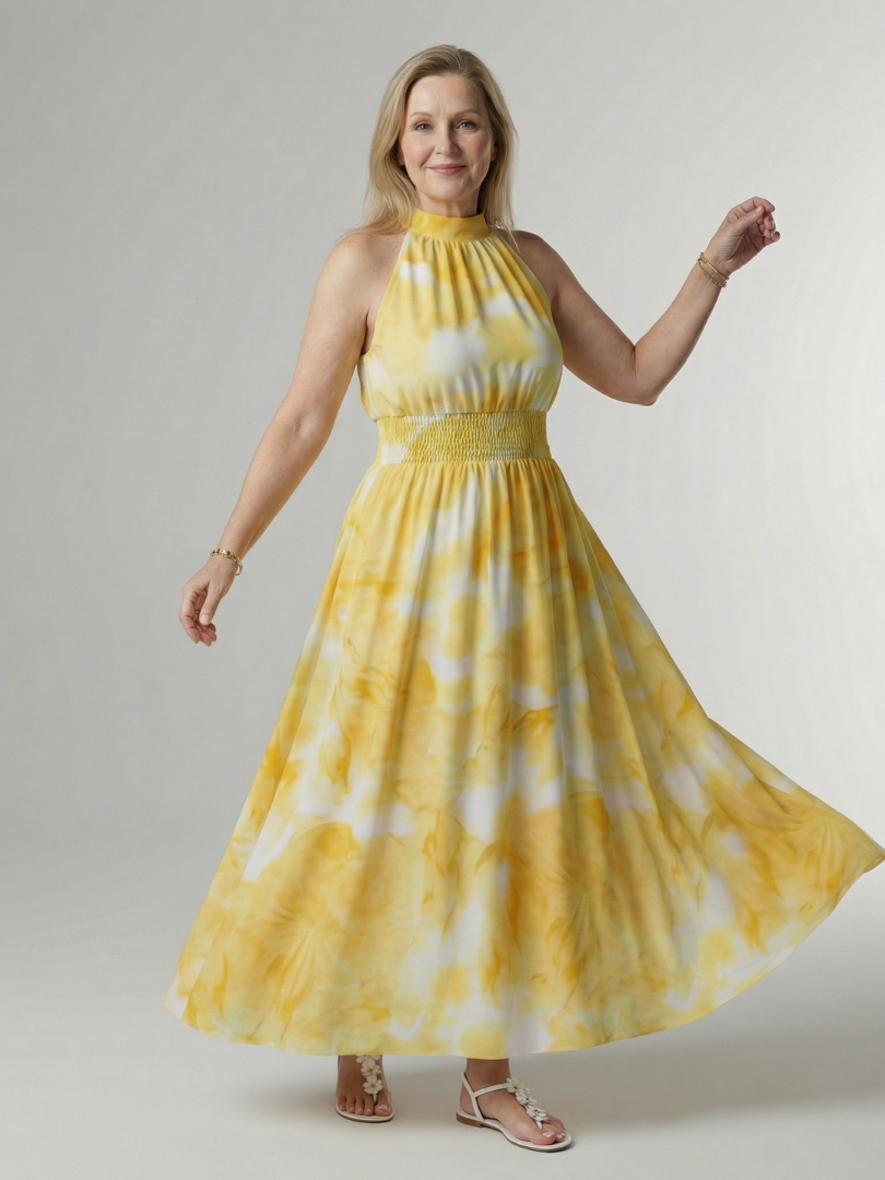 Sylin | Halter Midi Dress with Gathered Details