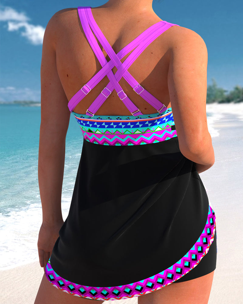 Freya | Purple Printed Drawstring Swimwear