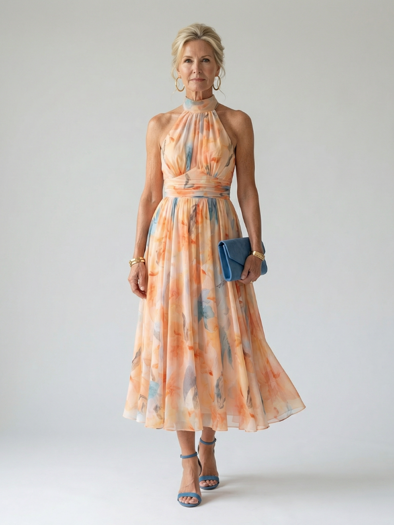 Elin | Gentle Halter Midi Dress