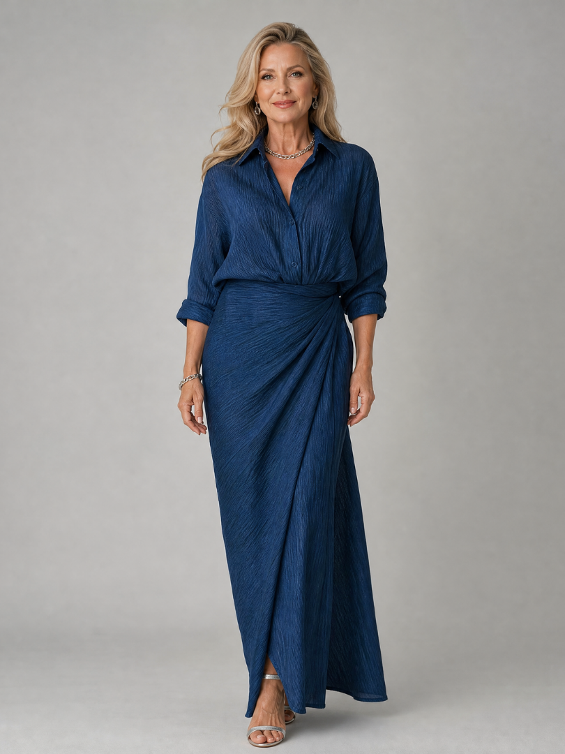 Mirque | Maxi Dress with Long Sleeve Wrap Front Design