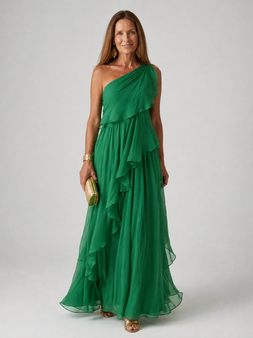 Eliana | One-Shoulder Chiffon Maxi Dress